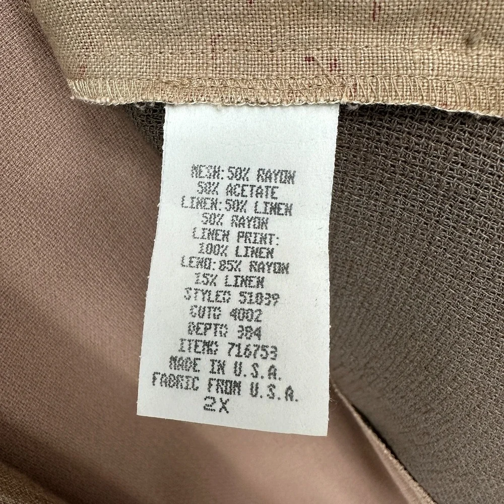 Vintage Spencer Alexis Jacket Pant‎ Set 2X Linen Blend Lagenlook Patchwork USA - Picture 11 of 16